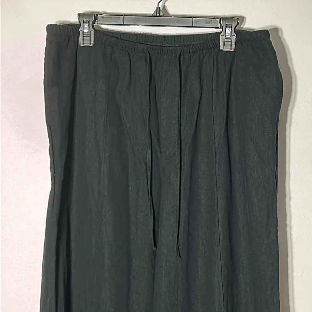 2 Brand new linen pants, drawstring, pockets, black & black/white striped - Picture 2 of 9